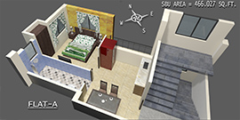 Flat A - 466.027sq.ft.